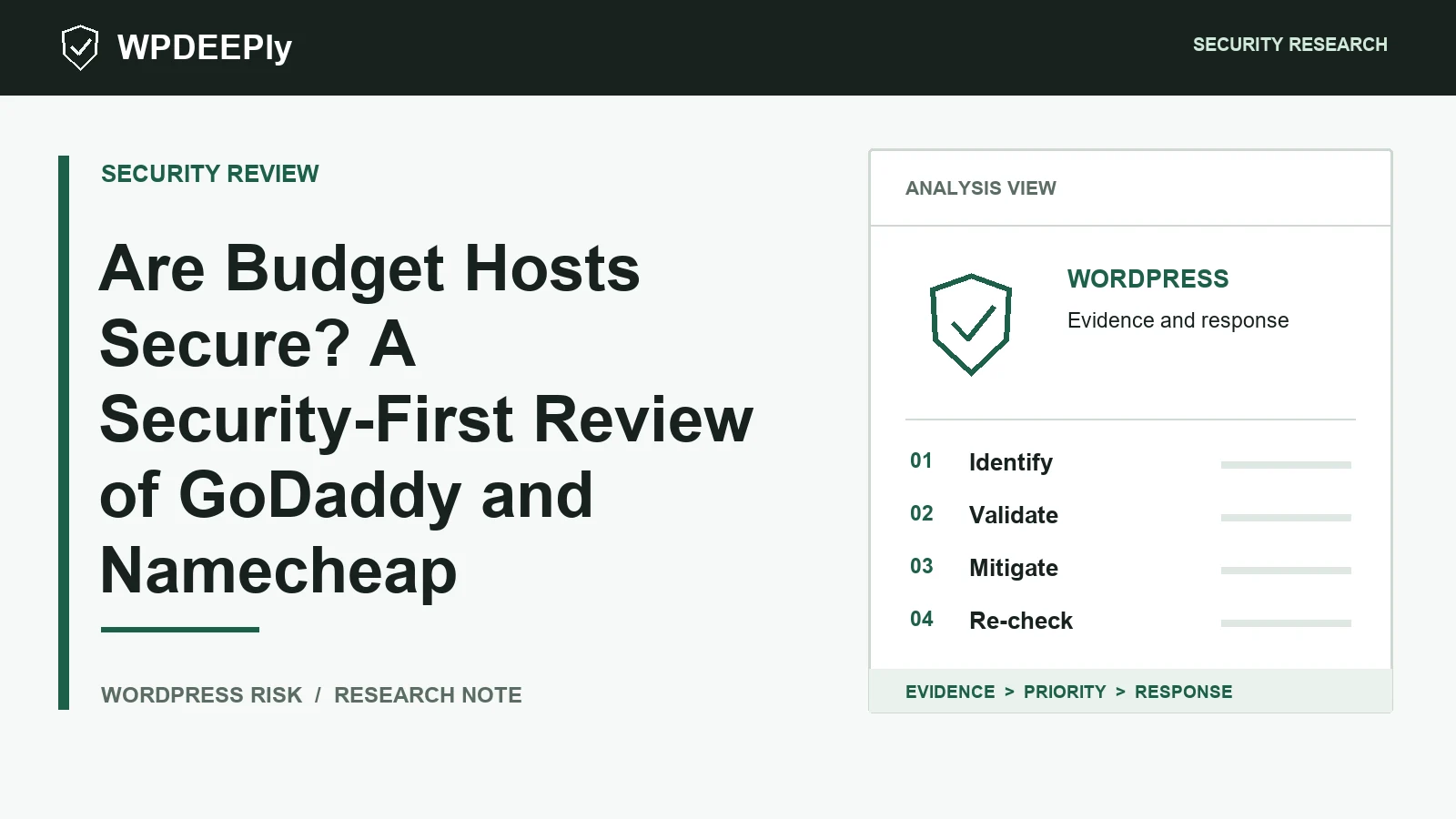 WPDeeply editorial analysis graphic for Are Budget Hosts Secure? A Security-First Review of GoDaddy and Namecheap