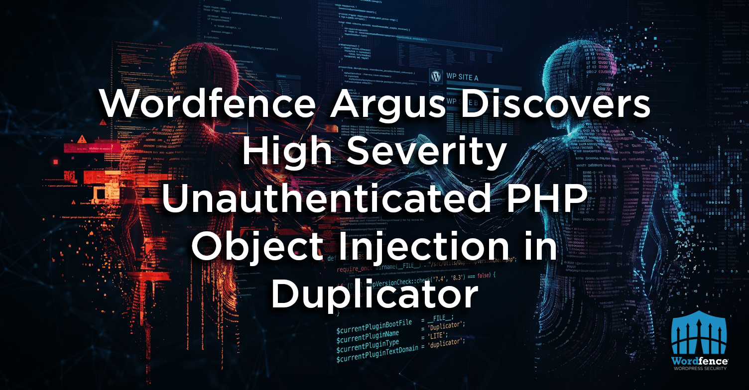 Duplicator unauthenticated PHP object injection vulnerability CVE-2026-82814