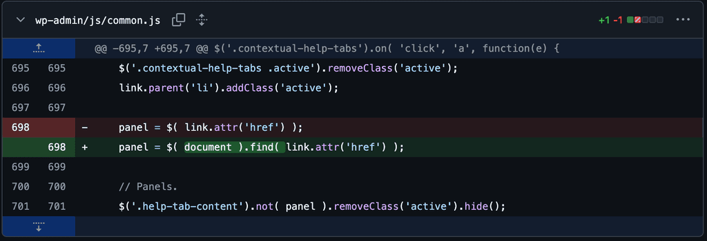 WordPress 7.1.3 code diff fixing stored XSS in the Comments administration screen